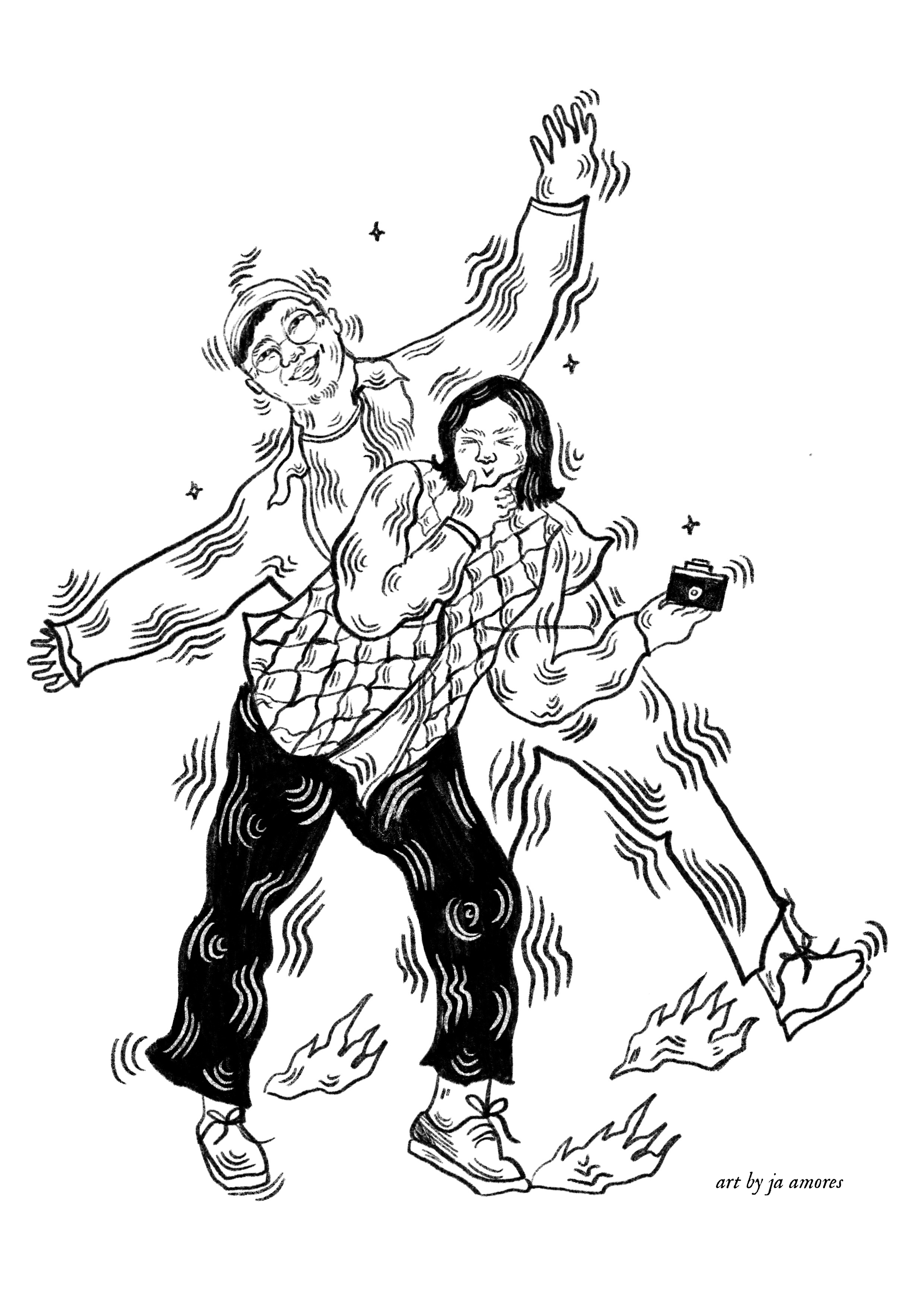Illustration of the ODS Film Lab founders, art by ja amores